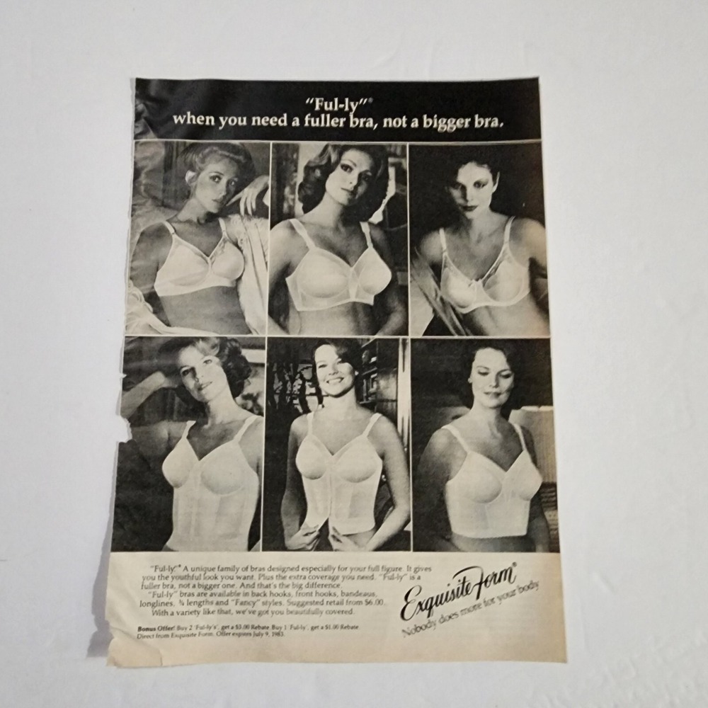 Vintage 1983 Exquisite Form Ful-ly Bra Print Ad McCall's Magazine Clipping 8x10